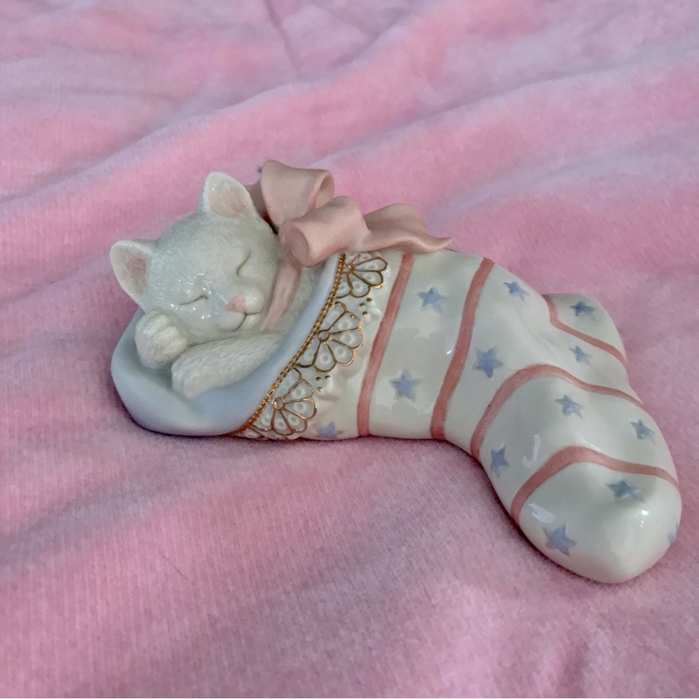 Retired Lenox “Christmas Dreams” in Pink and White Stocking
